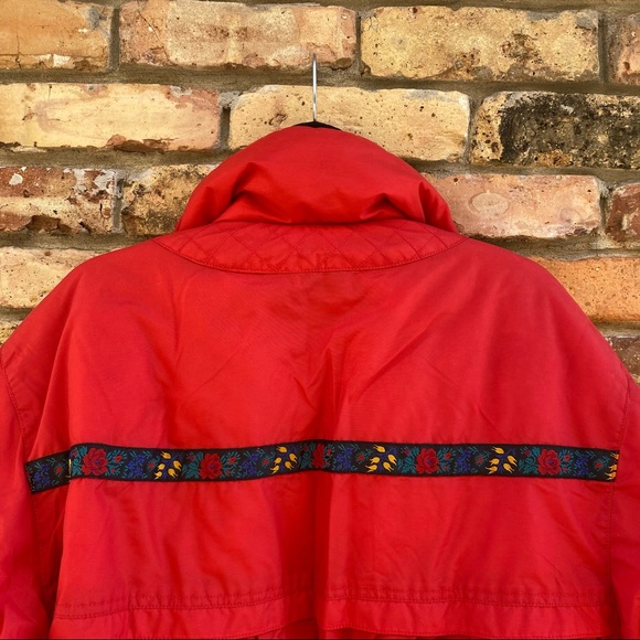 Vintage Edelweiss Skiwear Ladies Size M Ski Jacket Red High Neck Floral Design - Picture 10 of 10